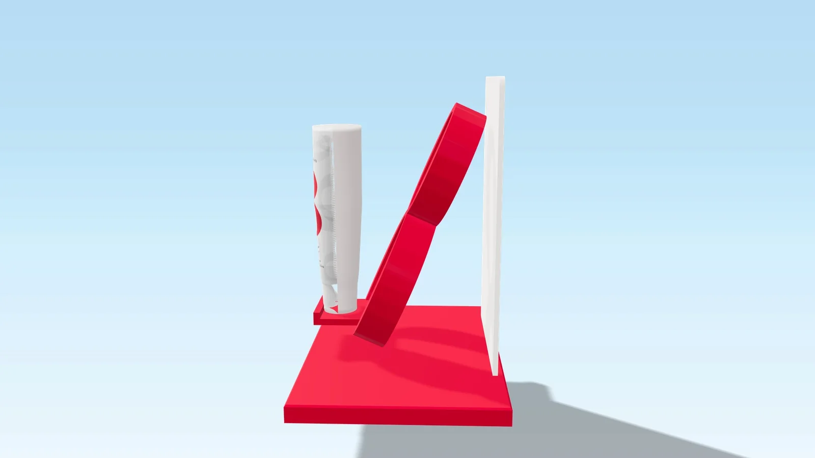 Centre feature with a leaning 8, upright tester and level ledge
