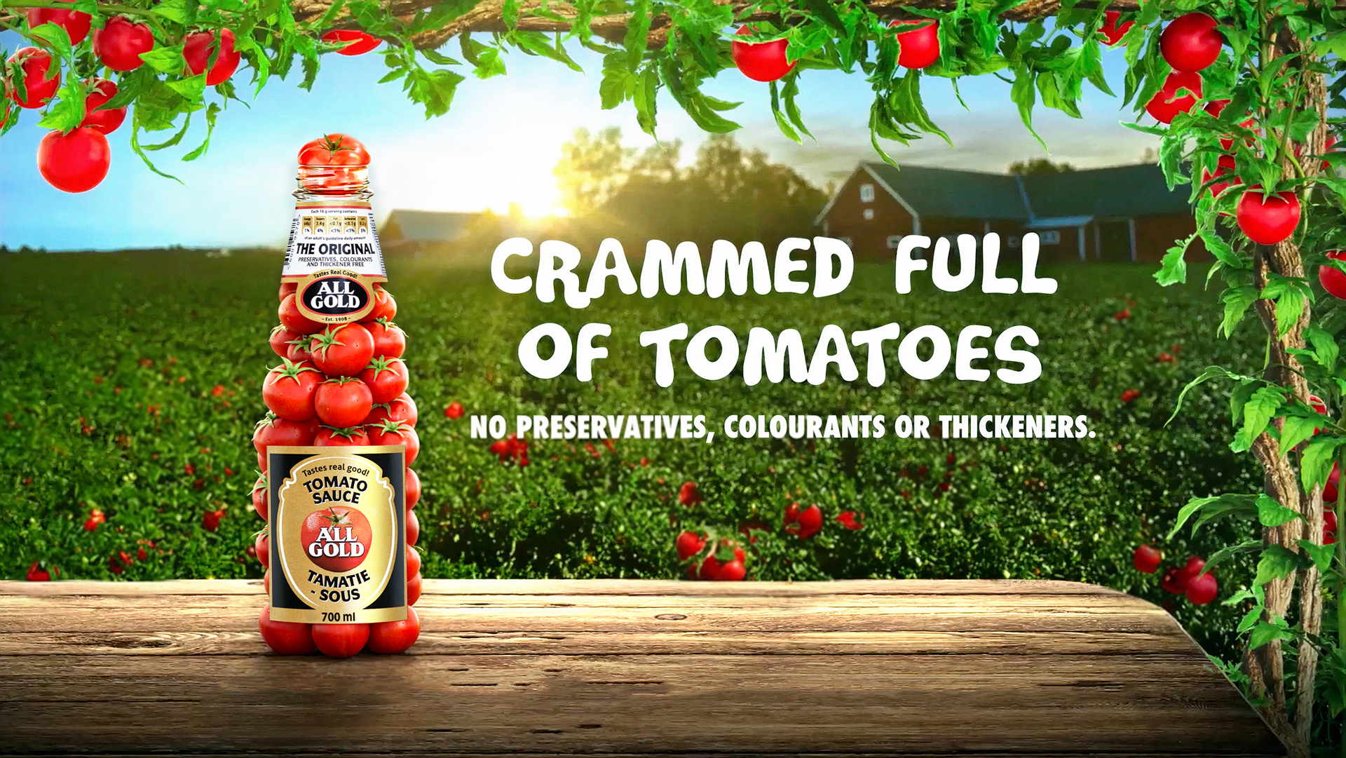 All Gold Oh My Goodness campaign artwork made from tomatoes