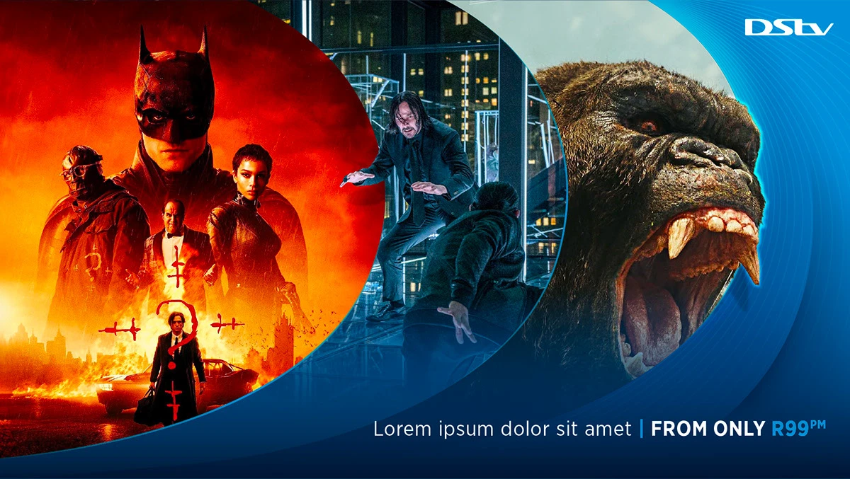 DStv identity pitch — dStv pitch layout showing varied entertainment content within one frame