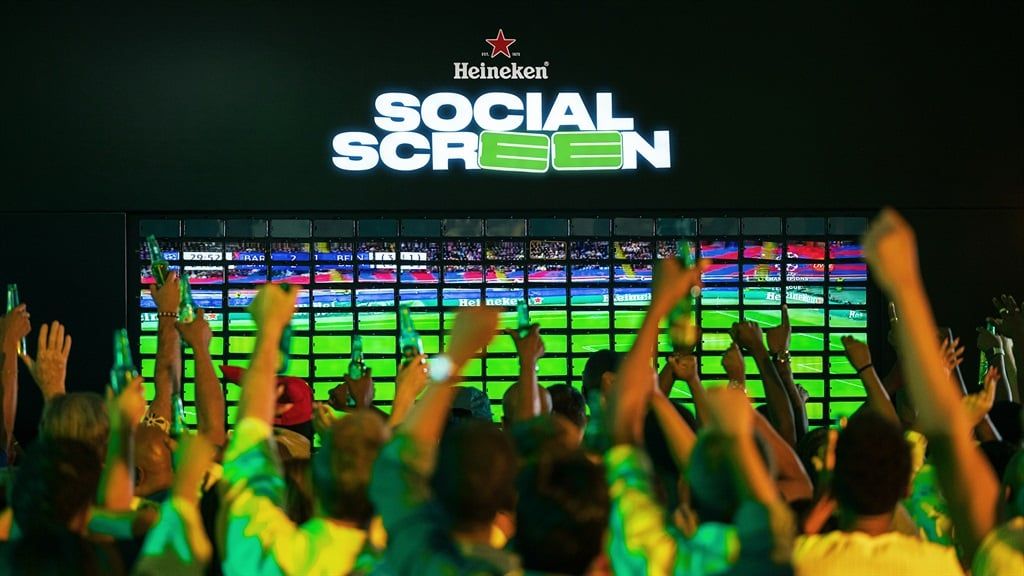 Fans using phones as part of Heineken Social Screen