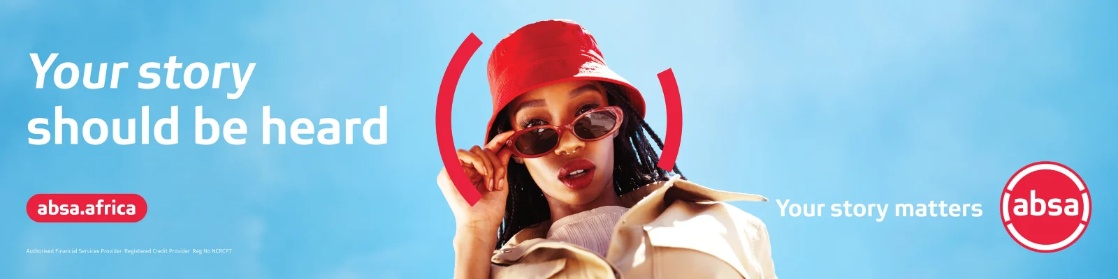Absa Your Story Matters — a woman in red sunglasses